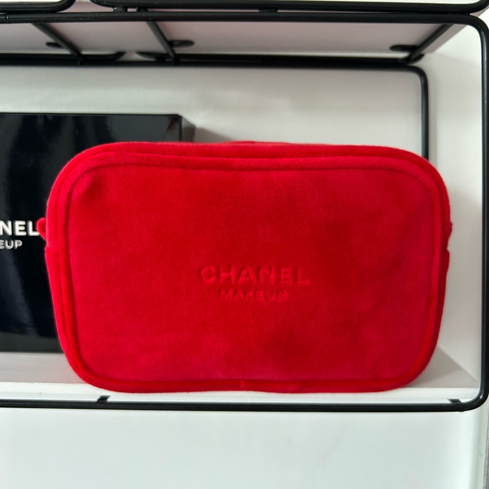 CHANEL Red Cosmetic Bag